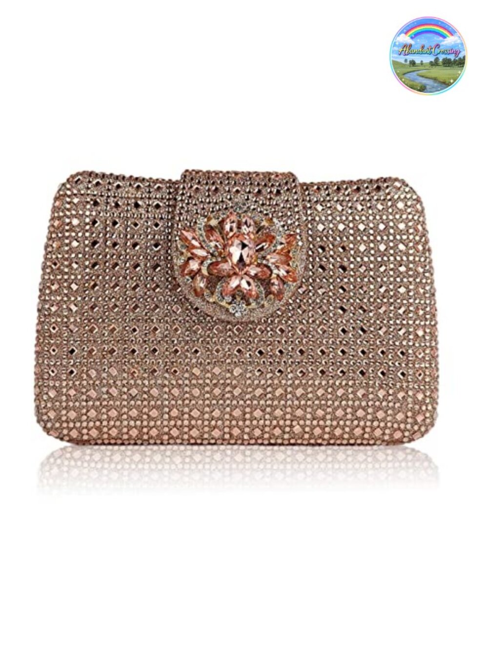 Sparkly Rhinestone Floral Clutch Evening Bag Trapezoidal Chain Shoulder Handbag